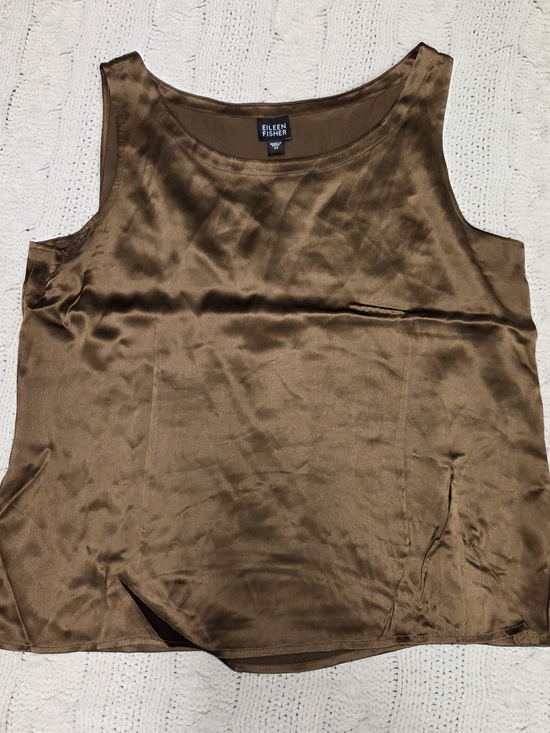 Eileen Fisher Tops - Eileen Fisher Bronze-Brown Silk Blend Scoop Neck Tank